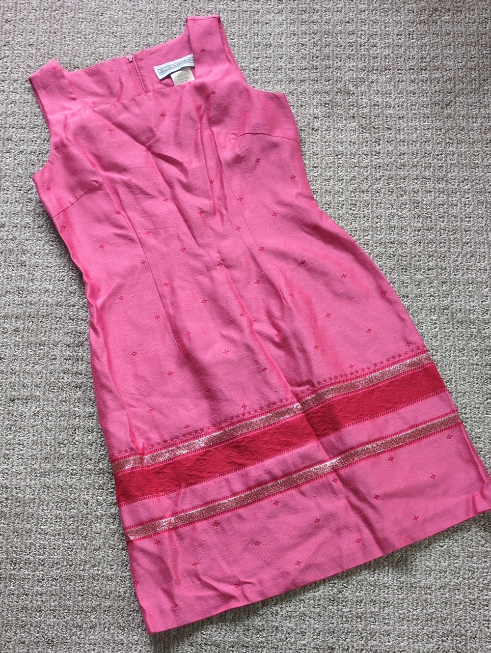 STUNNING Vtg 1990s Jessica Howard Hot Pink Square Neck Dress, Size 6 🩷❤️